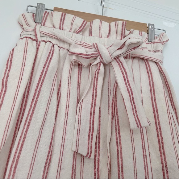 Zara High Waisted Red and White Striped Midi Wrap Skirt - Picture 3 of 11